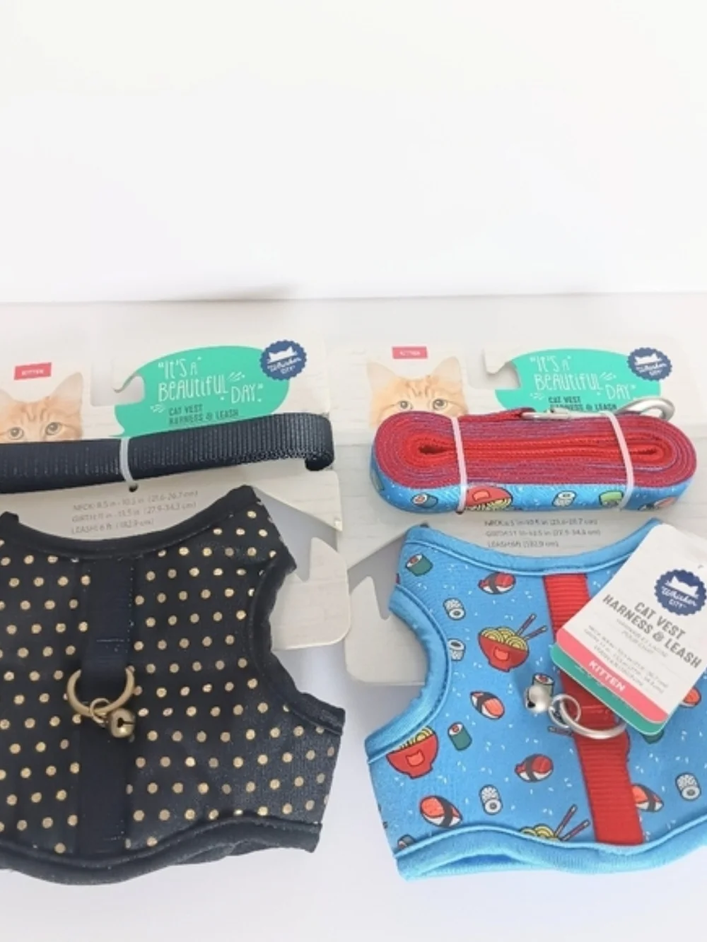 Whisker City Bundle Of 2 Kitten Harness Vest & Leash Combo NWT